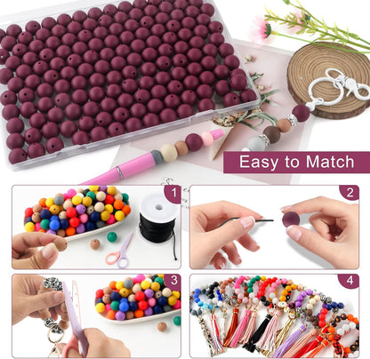 65Pcs 19mm Silicone Beads for Keychain Making Bracelet Necklace, Bulk Round Silicone Beads for Pens（Christmas Green） - Colors A