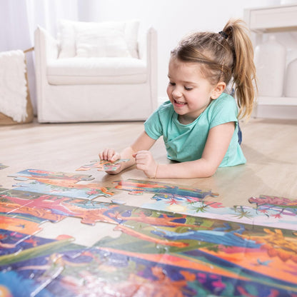 Melissa & Doug Dinosaurs Jumbo Floor Puzzle, 48-Piece Prehistoric-Themed Jigsaw Puzzle with Dinosaurs and Illustrated Guide, 3 x 2 Foot Kids Puzzles for Toddlers Ages 3+
