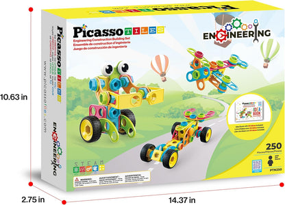PicassoTiles 152pc STEM Construction Toy Building Set for Kids Ages 3+ Includes Power Drill, Ratchet, Idea Book, Storage Box Educational Engineering Science Kit & Sensory Toys for Boys & Girls PTN152
