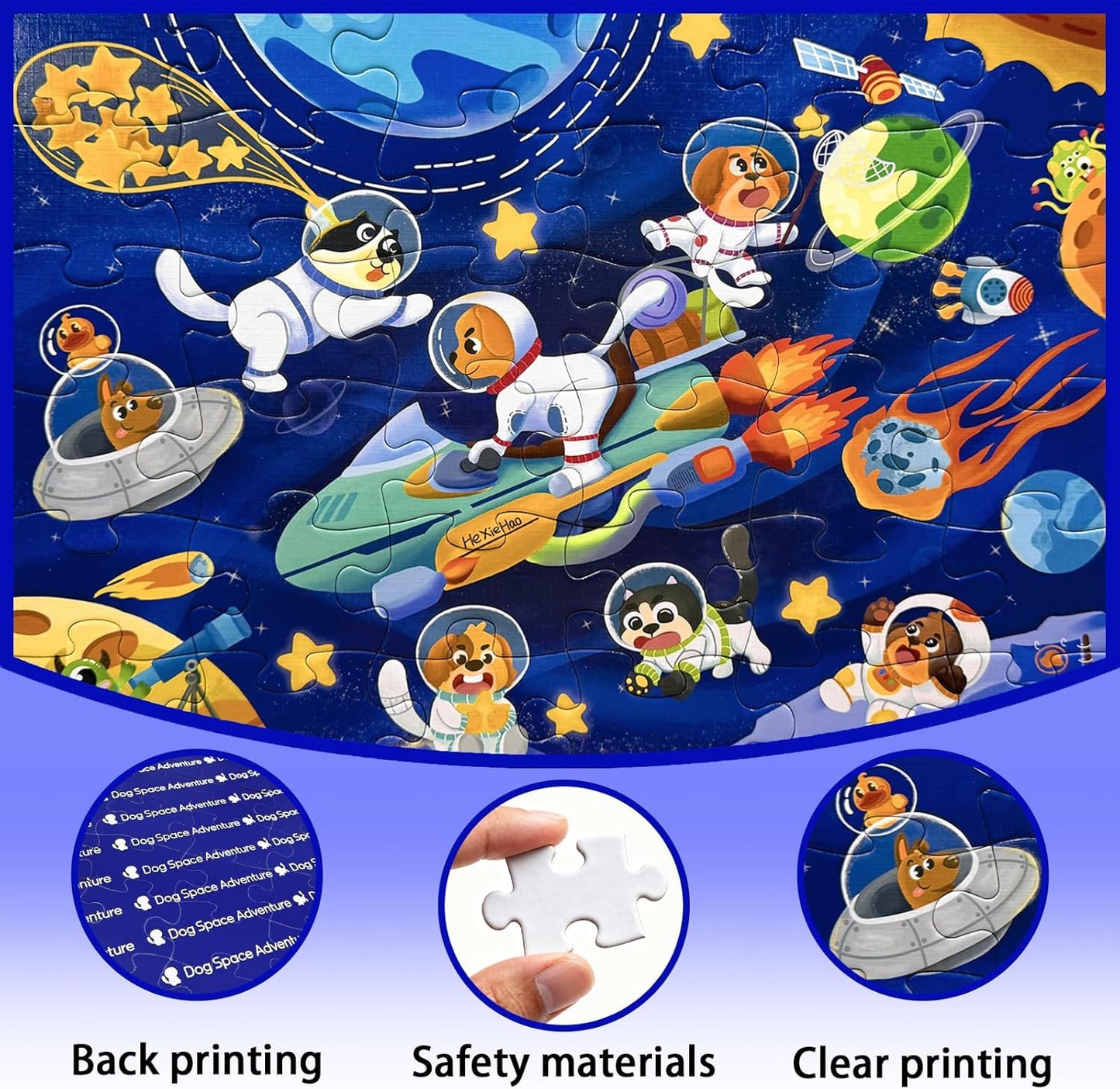 GIVEITALL Jigsaw Puzzles for Kids Ages 3-5 6-8 8-10 Year Old,Dog Planet Floor Puzzle 36 Pieces Enlightening Game Creative Gifts for Boys Girls (Dog)