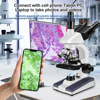 Microscopes for Adults WF10x and WF25x eyepieces Compound Microscope with Microscope Slides, Microscopes Kit for Kids Students Home School (Monocular Microscope with Big Bundle)