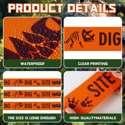 TaoBary 3 Roll Dino Dig Site Caution Tape 20 Feet Dinosaur Zone Dinosaur Party Decorations Themed Dino Party Supplies for Kids Birthday Baby Shower VBS Vacation Bible School Decor (Single,Orange)