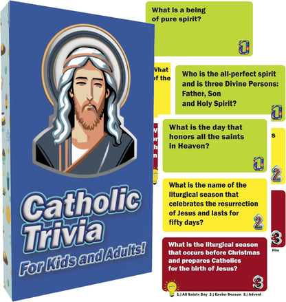 Catholic Gift for Kids & Teens – Family Faith Card Game | Catholic Trivia for Dinner Conversations, PSR Groups, Youth Groups, Religious Education