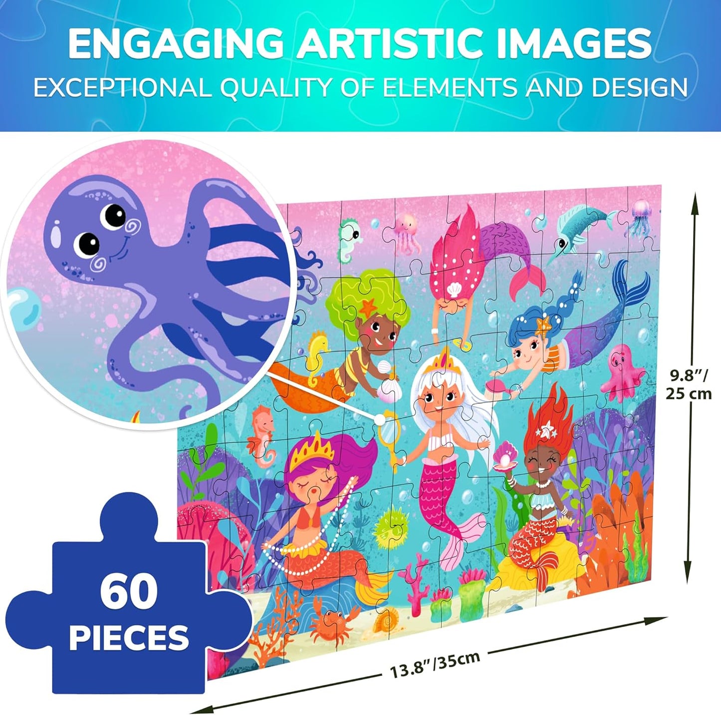 QUOKKA Puzzles for Kids Ages 4-6 – 60 Piece Jigsaw Puzzles for Toddlers Ages 3-5 with Unicorns – Quiet Time Toy for Preschoolers 2-4 – FSC Certified Educational Learning Game for Boys and Girls