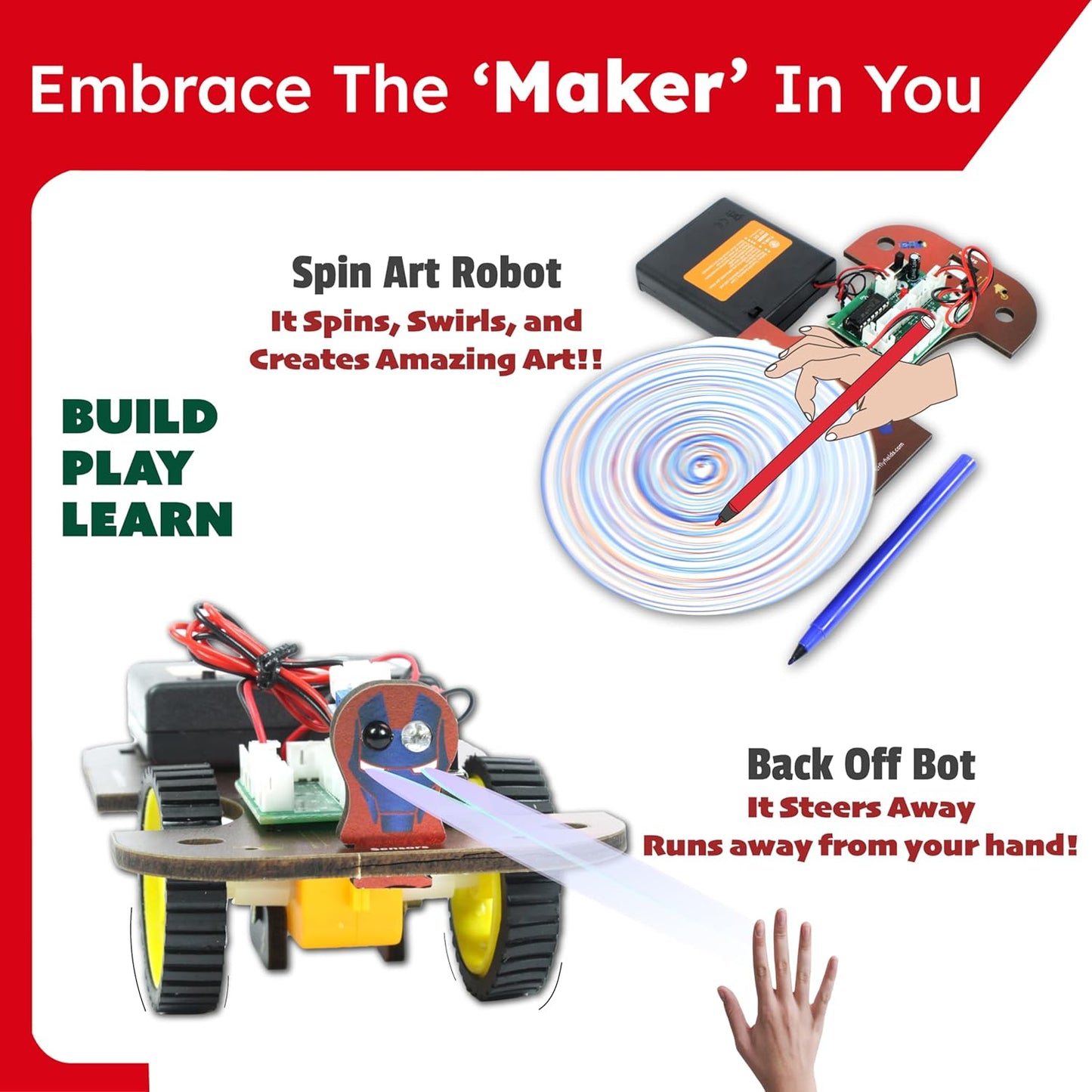 Butterfly EduFields 10-in-1 STEM Robotics Kit for Kids Ages 8-14 | Electronics & Engineering Science Kit with Circuit Board Projects | Educational Robot Building Kit