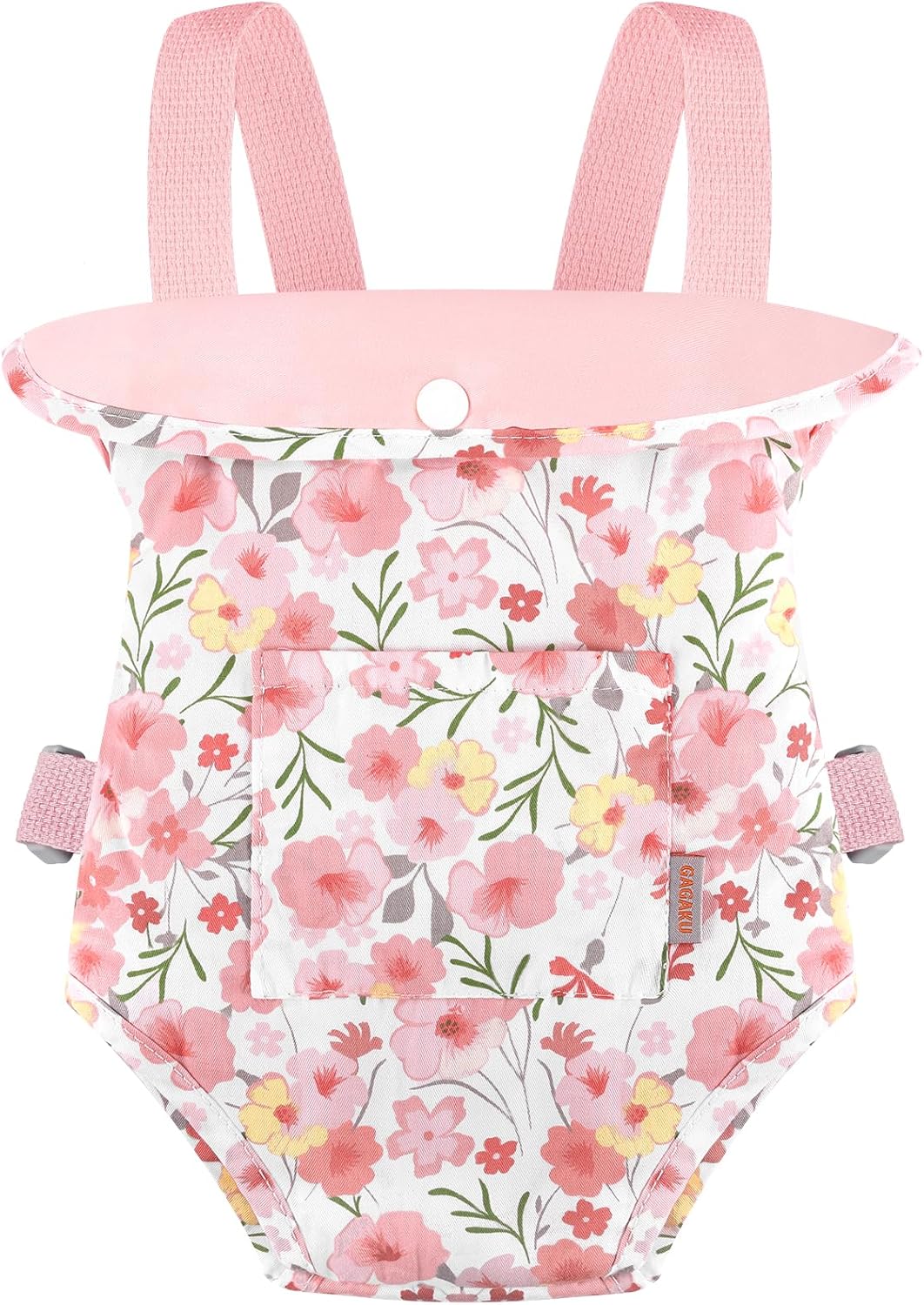 GAGAKU Baby Doll Carrier for Little Girls, Reborn Doll Accessories for Toddlers 3+ Years Old, Kids Toy Baby Dolls Sling Carrier - Pink - Moonflower