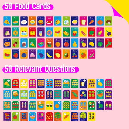 50 PCS Kid First Cognitive Flashcards,Double Sided Printed 7 in 1 Colorful Cards Alphabet,Numbers, Foods,Animals,Shapes,Colors with 3 Reclosable Rings,Learning Tool for Pre-K Kindergarten Toddlers