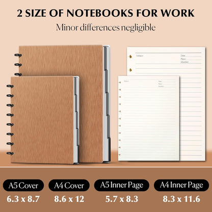 Discbound Notebook Refills for 11 Discs Notebooks 8.6 in x 12 in Letter Size 120 Sheets Multi-Subject Project Lined Pages Customizable Removable Pages(100 GSM) Heavyweight Planing Paper