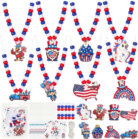 Bafeil 24 Set Easter Crafts Bead Necklace Making Kit for Kids - DIY Make Your Own Bunny Necklace for Arts and Crafts Project, Classroom Activities Gifts, Party Favors & Easter Basket Stuffers