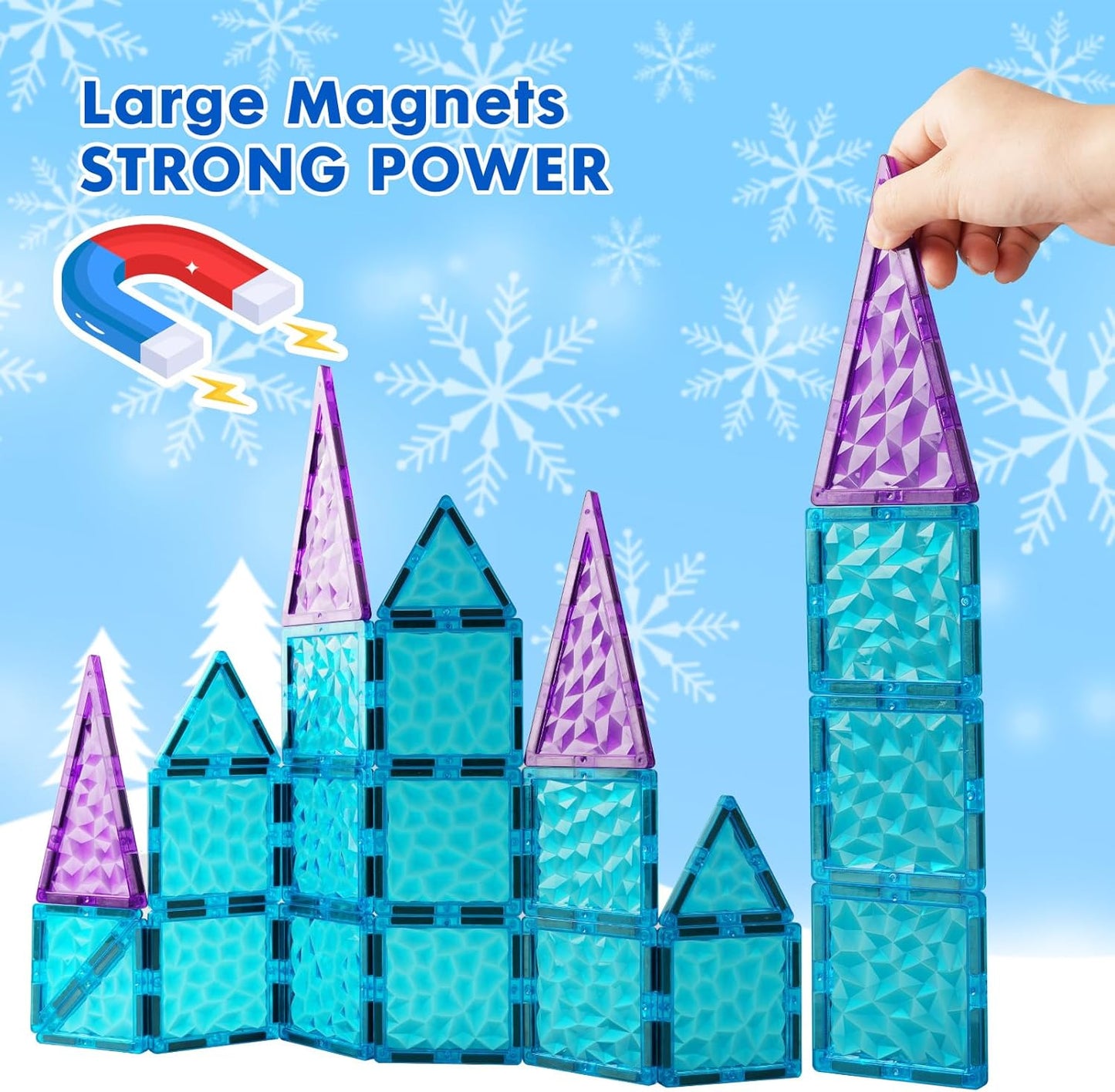 Magnetic Tiles, 96PCS Magnetic Block Toddler Toys with 2 Cars, 3D Clear Magnet Building Tiles Set, STEM Educational Toys for Kids 3-9 Years