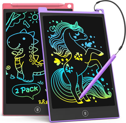 TECJOE 2 Pack LCD Writing Tablet, 8.5 Inch Colorful Doodle Board Drawing Tablet for Kids, Kids Travel Games Activity Learning Toys Birthday Gifts for 3 4 5 6 Year Old Boys and Girls Toddlers
