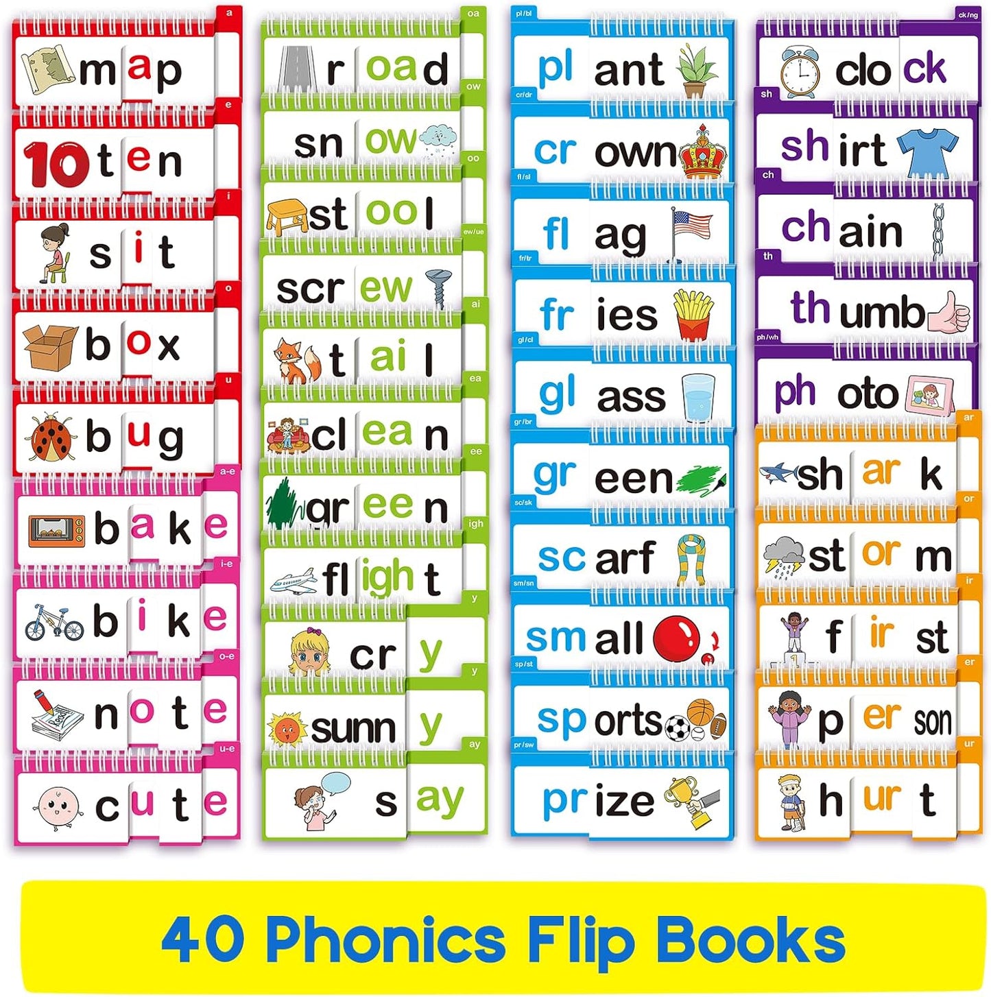 Word Family Build Book Phonics Flash Cards, 30 Read and Rhyme Flip Books, Sight Words Flash Cards Kindergarten, Learn to Read Flip Books for Kids Homeschool Preschool Classroom Must Haves