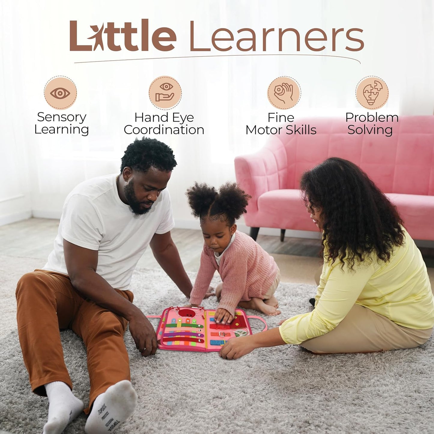 Busy Book for Toddlers - Montessori Busy Board with Sensory Activities for Learning Fine Motor Skills, Travel Toys for Toddlers for Airplane, Car. for Boys and Girls.