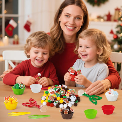 Summer Sensory Bin Fillers - 266Pcs Summer Gift Fine Motor Toys Counting Sorting Toys for Kids, Felt Xmas Tree Snowman Elk Pom Poms Cup Clip for Preschool Education Activities