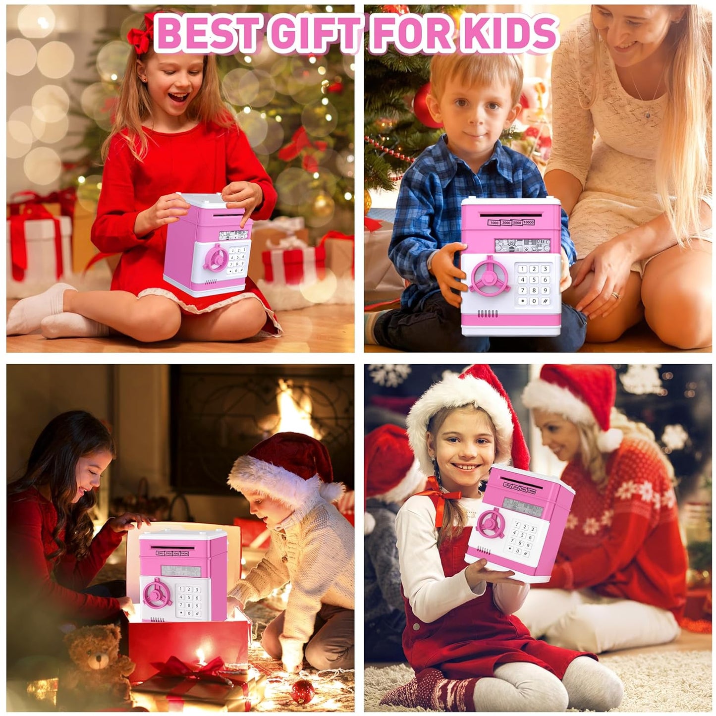 JUNEU Unicorn Piggy Bank for Kids, Gifts for 5 6 7 8 9 10 Year Old Girls, Kids Electronic Piggy Bank, Girls Birthday Gifts, Educational Toys for Girl Boys, Kid Money Saving Box, Mini ATM Coin Bank
