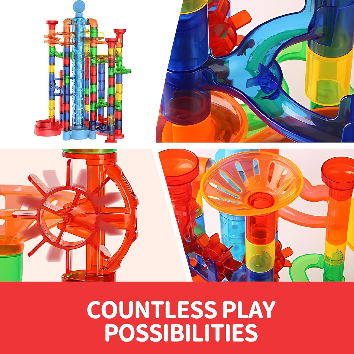 325PCS Glow in The Dark Marble Run with Motorized Elevator, STEM Building Blocks Toy Includes 113 Marbles, for Kids Ages 3+, Easter Birthday Gift for Boys and Girls