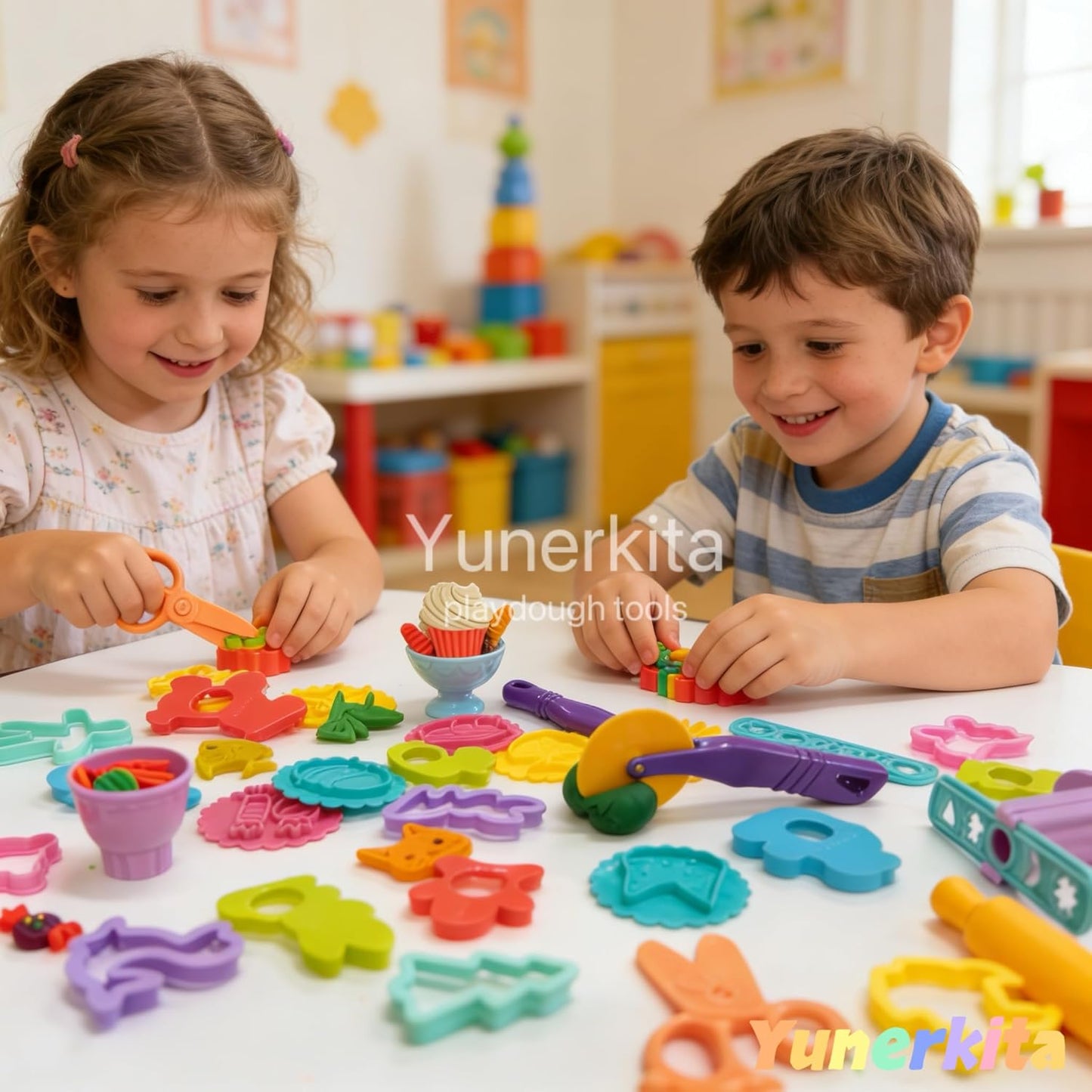 Play Dough Tools Set, Kids Clay Molds Kit with Animal Letters Numbers Cutters Rollers Storage Box, Non-Toxic ASTM F963 Certified, Toys for Toddlers Boys Girls Ages 3-8