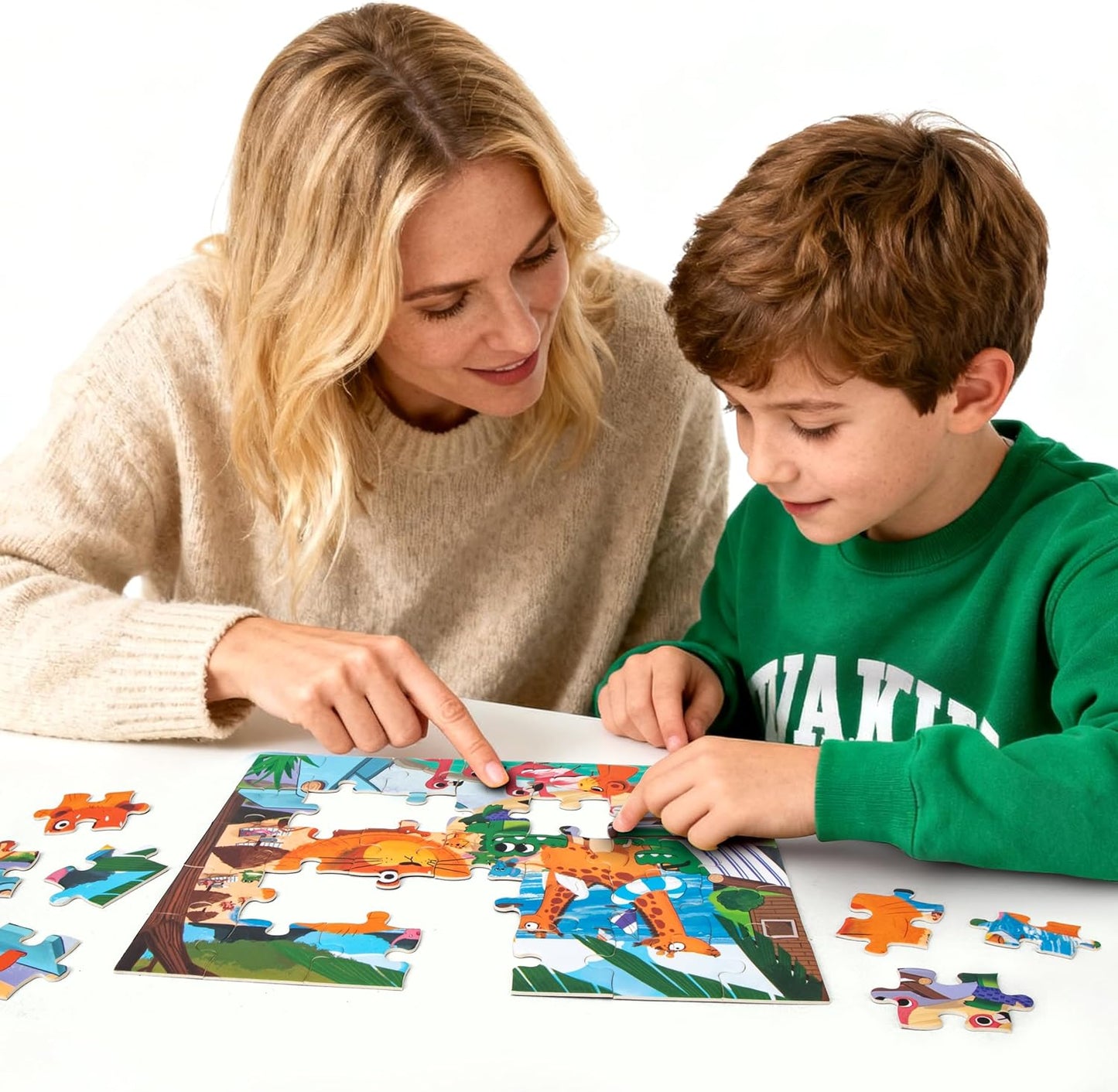 Puzzles for Kids Ages 3-8 Year Old,35pcs Jigsaw Puzzles for Toddlers & Children Ages 4-6，Educational Floor Puzzles with Storage Box for Gifts（Fire Engine）