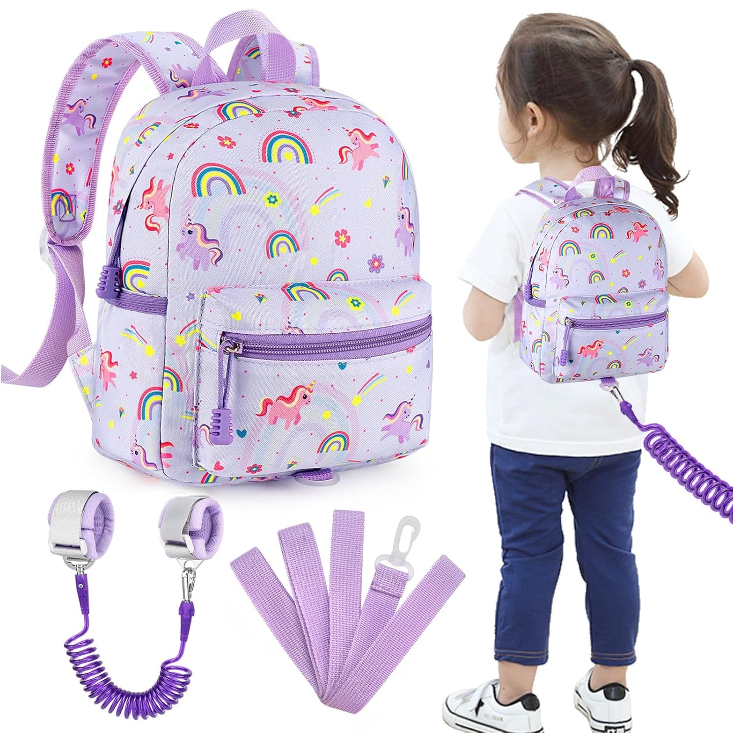 Accmor Toddler Backpack Leash, Mini Child Backpack with Anti Lost Wrist Link, Cute Kids Backpack Leash Walking Harness for Outdoor Travel, Small Excavator Backpack Tether for Baby Boys Girls Ages 1-3