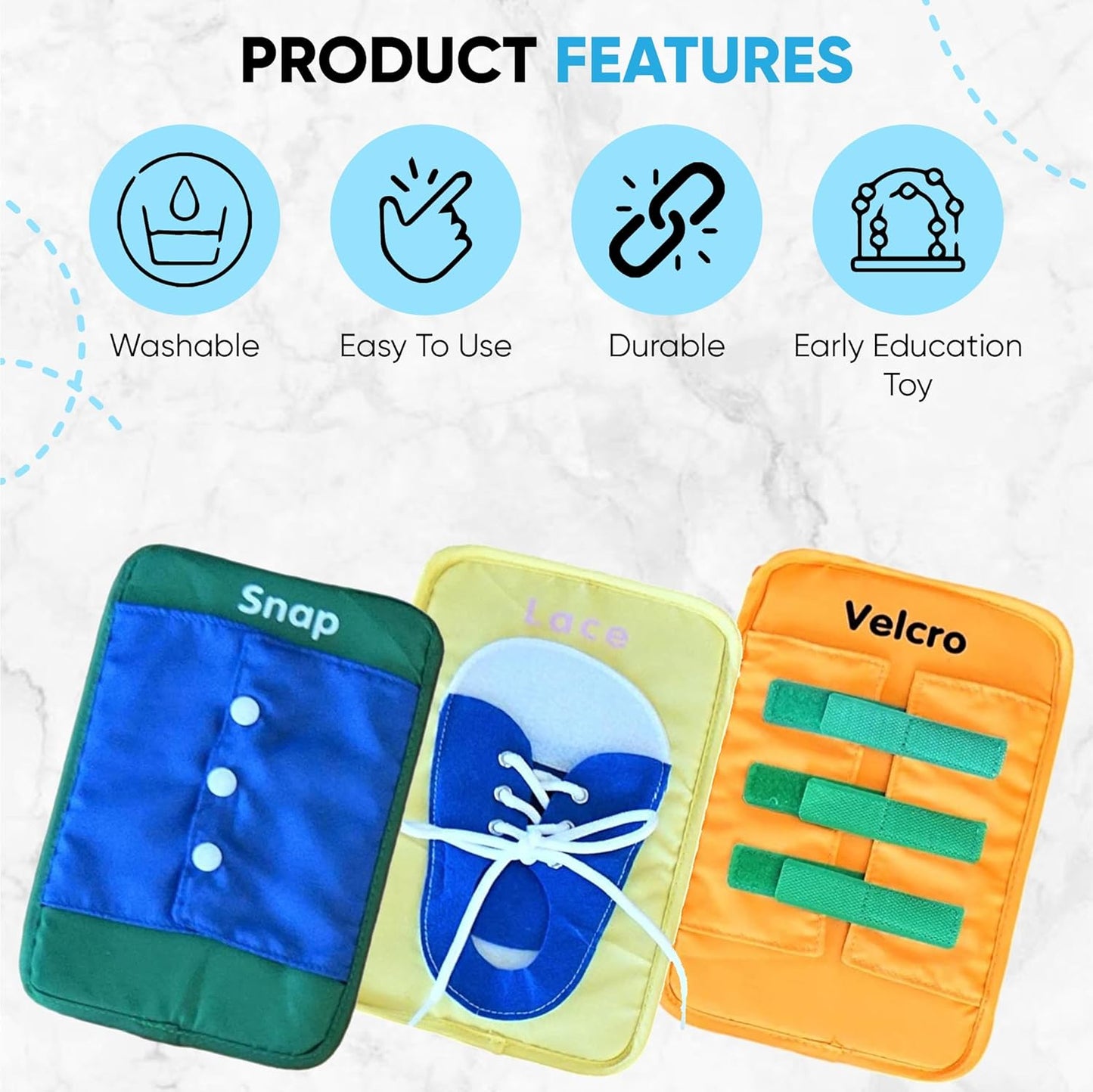 SENSORY4U Learning to Dress Busy Board - Montessori-Inspired Educational Toy for Toddlers and Kids, Develops Fine Motor and Basic Life Skills