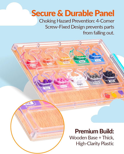 Wood Grain Magnetic Color & Number Maze – Montessori Toddler Wooden & ABS Puzzle Board with Secure Screwed Panel, Educational Color Matching & Counting Toy for Kids Ages 3+(Natural)