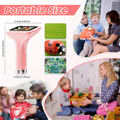 1000X Handheld Digital Kids Microscope with 3.0" IPS Screen, USB-Powered STEM Educational Science Toy with 8 LED Lights & Photo/Video Capture, Portable Learning Gift for Boys & Girls(White)