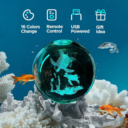 3D Solar System Crystal Ball Night Light with 16 Color Wooden LED Base Upgraded 3.15 In Galaxy Planets Ball Lamp with Remote for Birthday Christmas, Astronomy Space Gifts for Boys Girls Kids