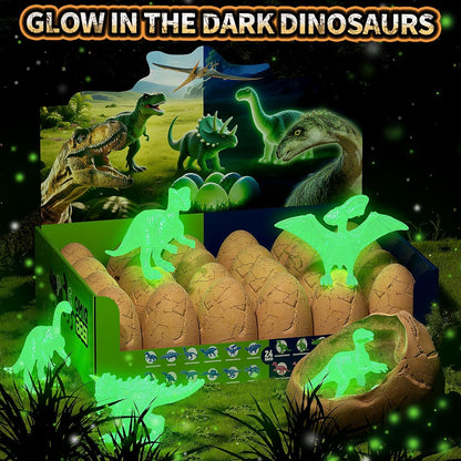 24 Dinosaur Eggs Dig Kit Toys for Kids, Dinosaur Eggs Excavation Kit with Magnifier, Easter Basket Stuffers, Science STEM Birthday Party Favors Gifts for Boys Girls Age 3 4 5 6 7 8 9 10 + Years Old