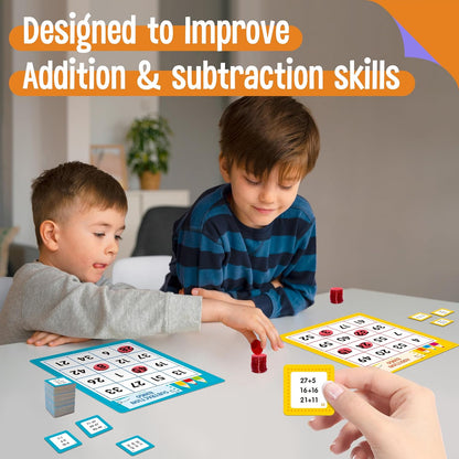 SpriteGru Multiplication & Division Bingo Game, 480 Math Problems, 2 Educational Math Board Game for Kindergarten and Preschool Kids 4-8, Perfect for Classroom & At Home (Up to 25 Players)
