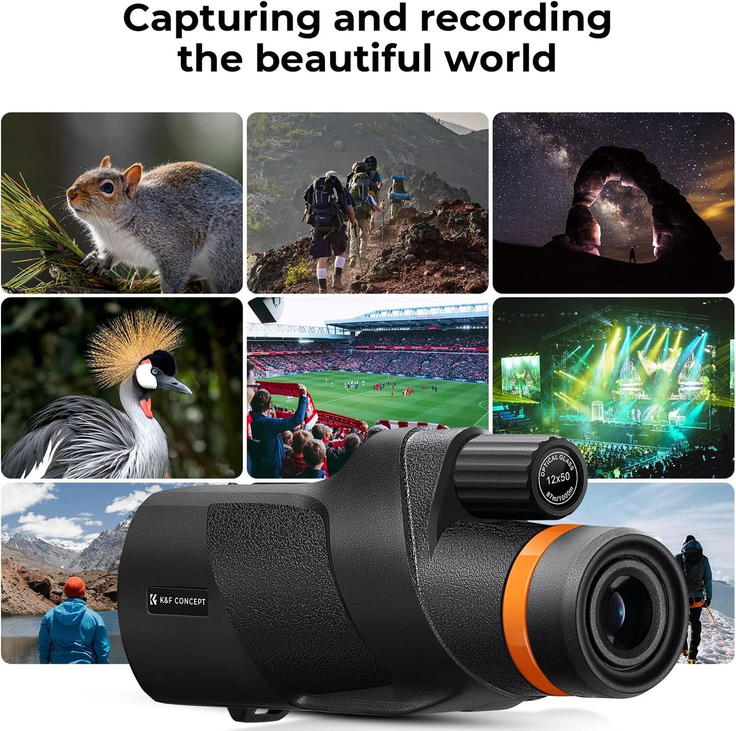 K&F Concept 8-32X50 Zoom Monocular - High Power Dual Focus Prism Compact Monoculars for Kids Adults, with Phone Adapter, Low Light Night Vision, FMC Lens for Bird Watching Hunting Travel Camping Starg