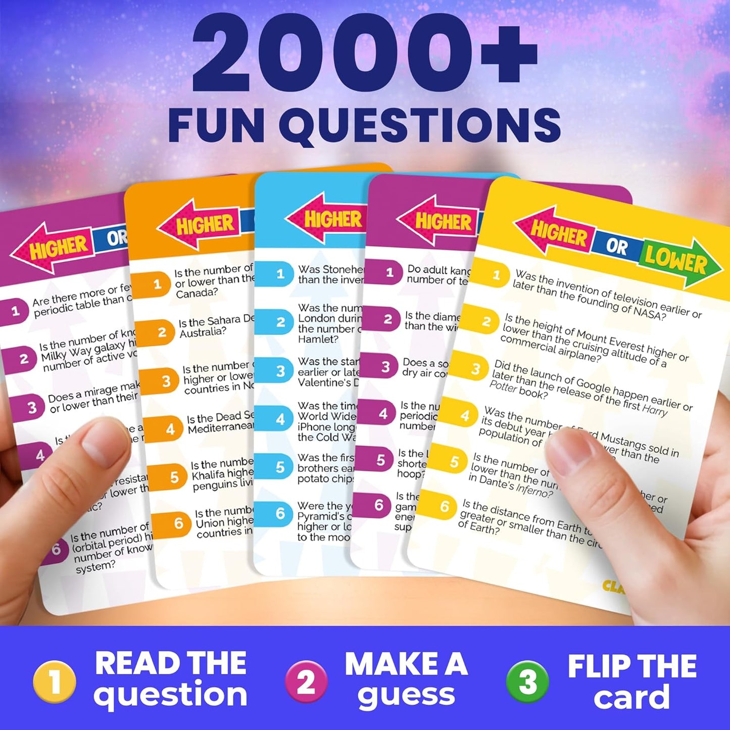 QUOKKA Trivia Board Games for Kids and Adults – Family Board Games for Family Game Night – Higher or Lower Trivia Cards for Kids 8-12 – Guess Fun Questions – Educational Card Game for Families&Teens
