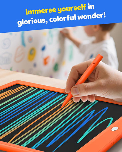 TEKFUN LCD Writing Tablet for Kids, 10-inch Coloring Drawing Pad, Mess Free Doodle Board, Airplane Travel Toys for Boys and Toddlers, Road Trip Essentials, Gifts for 3 4 5 6 7 8 Year Old Girls(Blue)