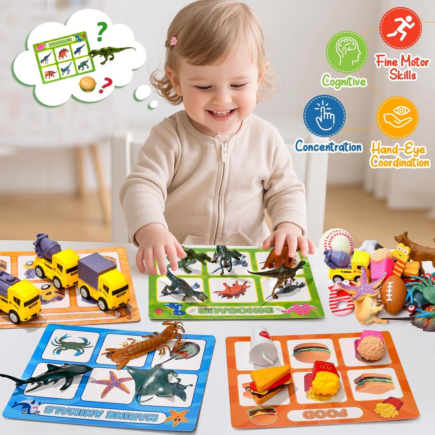 Golray Sorting Toys for Toddlers with Mystery Box, Educational Sorting Games with 8 Themes and 52 Matching Pieces for Preschool & Home Learning, Speech Therapy Toys, Montessori Gift for Kids Ages 3–5