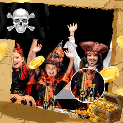 Deekin 12 Pcs Pirate Telescope Toy for Kids Pirate Birthday Toddler Telescope Spyglass Mini Treasure Hunt Pirates Ship Toys for Kids Birthday Party Favors