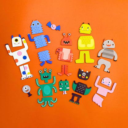 Petit Collage Magnetic Play Set, Monsters – Mix & Match Magnetic Game Board, Ideal for Ages 3+ – Includes 2 Magnetic Scenes and Over 25 Magnet Pieces, Ideal Travel Activity for Kids