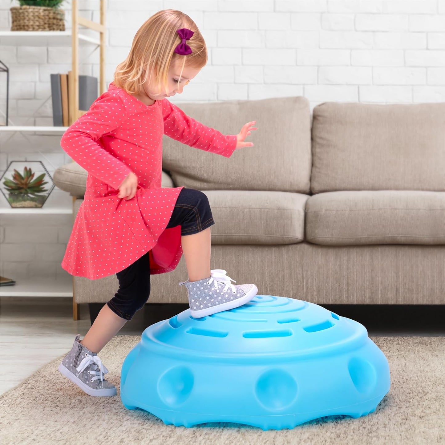Simplay3 Two Sided Rock Around Wobble Disk and Climbing Dome for Toddlers and Kids - Rocking and Climbing - Indoor/Outdoor - Yellow/Green, Made in USA (1 Pack)
