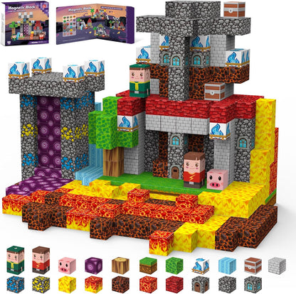 Magnetic Blocks, Magnetic Building Blocks Gryxpox, Magnet Tiles with Adventure World Blocks Toy, Magnetic Blocks For Kids Ages 4-8, STEM Sensory Toys for Ages 3+ Toddlers Kids Girl Boys Birthday Gifts