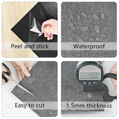 Wallercity White Marble Peel and Stick Vinyl Floor Tiles 6-Pack 12x12 Inches Self Adhesive Waterproof Flooring Planks for Bathroom Kitchen Bedrooms Stick on Floor Tiles Laminate Sheets Vinyl Flooring