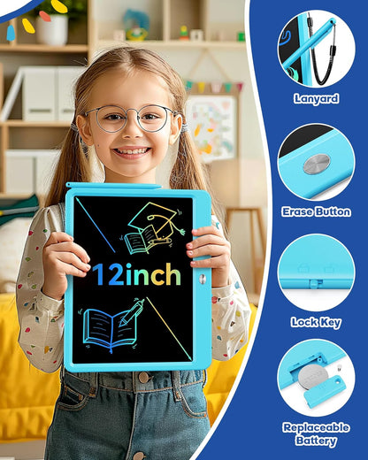 Bravokids Toys for 3-6 Years Old Girls Boys, LCD Writing Tablet 10 Inch Doodle Board, Electronic Drawing Pads, Educational Birthday Gift for 3 4 5 6 7 8 Years Old Kids Toddler (Blue)