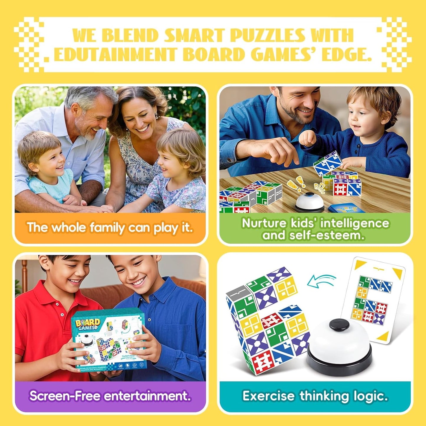BBnote Family Matching Game for Kids & Adults, Block Puzzle Board Games for Boys & Girls Ages 6-8 8-12, 2+ Player Card Puzzles for Children 6+ Year Olds