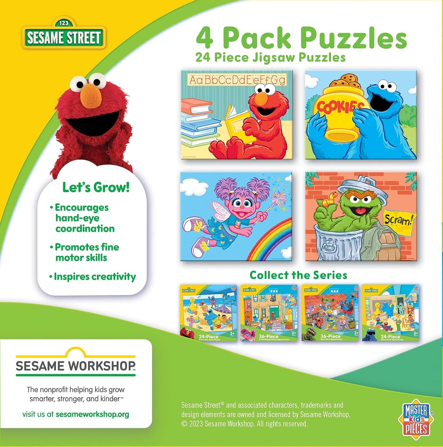 MasterPieces Puzzle Set - 4-Pack 24 Piece Jigsaw Puzzle for Kids - Sesame Street 4-Pack - 8"x10"