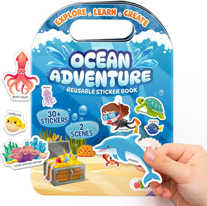 Sticker Book for Toddlers 1-3 - Reusable Sticker Book for Toddlers 2-4 Years, Stickers for Kids, Toddler Travel Toys, Airplane Toys for Toddler 1-3 - Birthday Gifts for 3 Year Old Boys, Girls 2-4