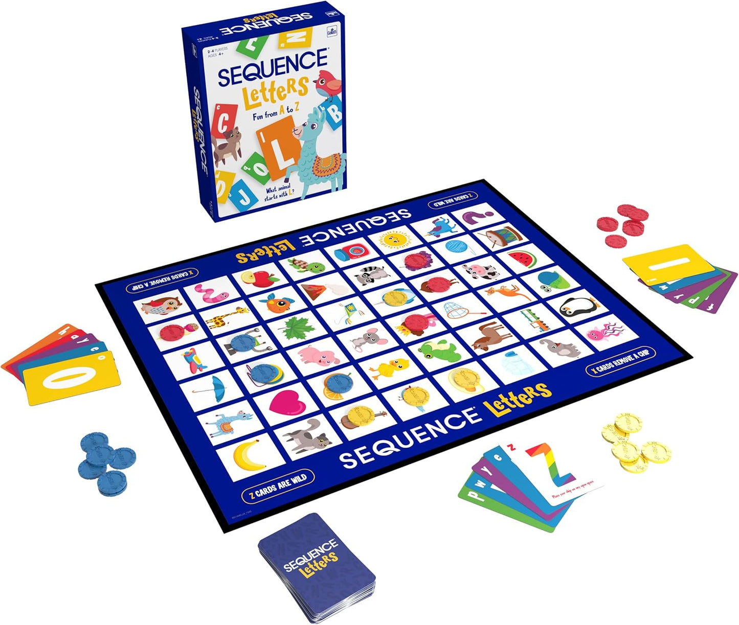 SEQUENCE Letters by Jax - Educational Board Game - Learn Alphabet from A to Z - Strategy Card Game for Kids Ages 4-7 - Preschool Learning - Family Game Night - Early Reading Skills Development