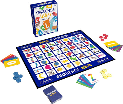 SEQUENCE Letters by Jax - Educational Board Game - Learn Alphabet from A to Z - Strategy Card Game for Kids Ages 4-7 - Preschool Learning - Family Game Night - Early Reading Skills Development