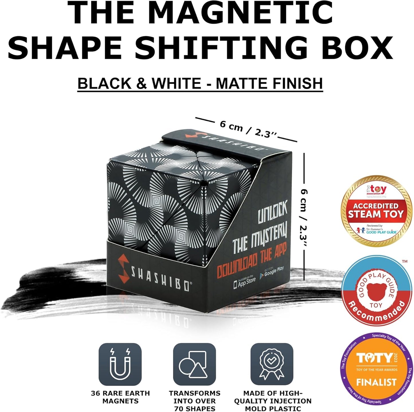 Shashibo Shape Shifting Box - Award-Winning STEM Fidget Toy with Ultra Strong Magnets - Puzzle Cube Transforms Into 100+ Shapes, Perfect Sensory Gift for Kids, Teens, and Adults (Blue Planet)