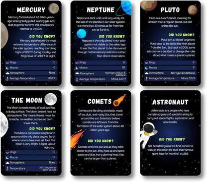 Solar System Flash Cards Educational Teaching Science Children Kids, Planets Solar System Cards, Fun Facts