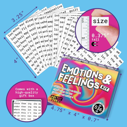 Poetry Tiles – 536 Emotion and Feeling Word Magnets for Refrigerator Stories and Poems – Fun Themed Magnetic Words for Joy, Happiness, and Self Expression for Adults and Kids