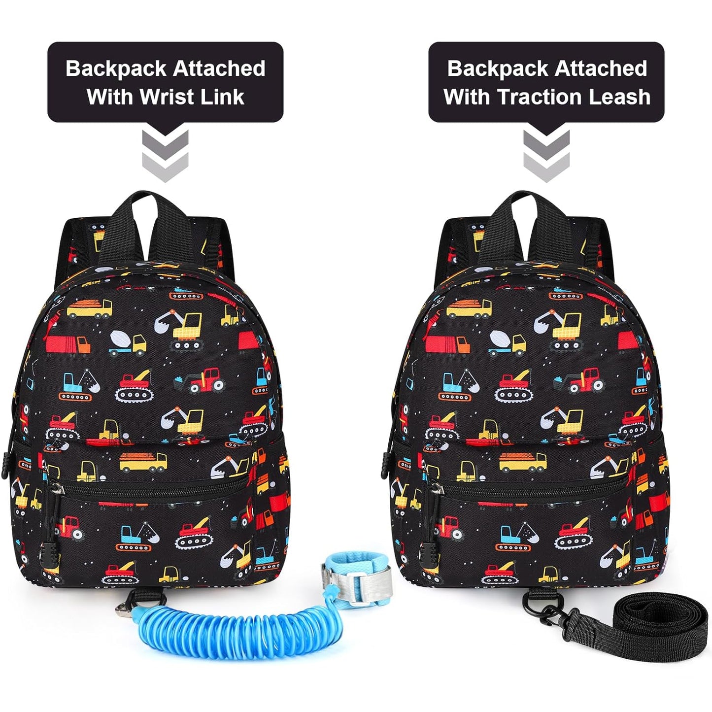 Accmor Toddler Backpack Leash, Mini Child Backpack with Anti Lost Wrist Link, Cute Kids Backpack Leash Walking Harness for Outdoor Travel, Small Excavator Backpack Tether for Baby Boys Girls Ages 1-3