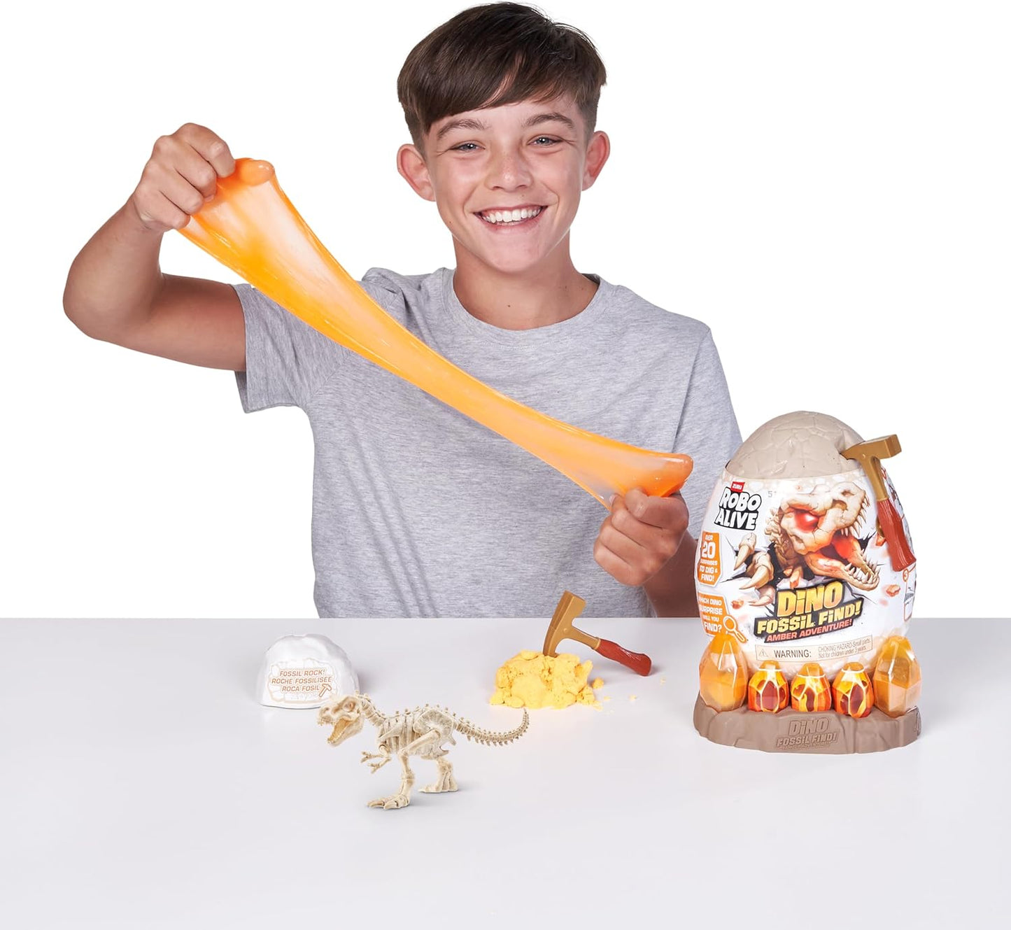 Robo Alive Fossil Find Amber Adventure (Ankylosaurus) by ZURU, Surprise Unboxing and Dinosaur Toy for Boys
