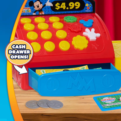 Disney Jr. Mickey Mouse Cash Register Playset – Interactive Pretend Play Toy with Sounds & Play Money, Fun Easter Basket Gift for Preschool Kids